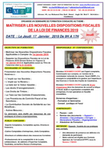 SEMINAIRE LA LOI DE FINANCES 2019 LE 17 JANVIER 2019 -1