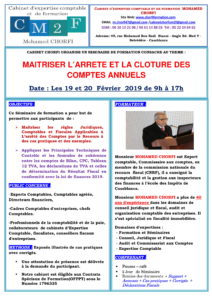 SEMINAIRE MAITRISER LÔÇÖARRETE ET LA CLOTURE DES COMPTES ANNUELS 19 et 20 FEVRIER 2019-1